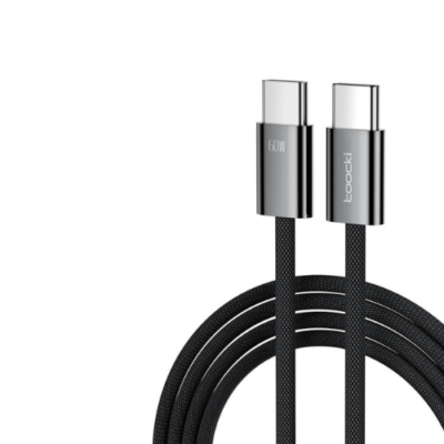 60W USB-C to USB-C Cable for iPhone 15, Samsung, Huawei, MacBook – Black | Best Price in Qatar