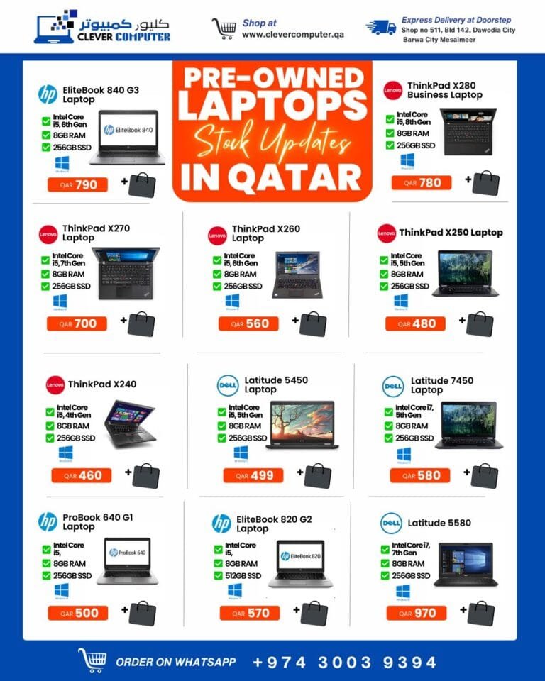 Best Deals on Pre-Owned Laptops in Qatar – Lowest Prices!