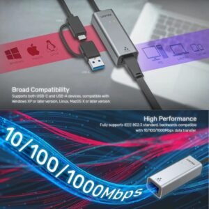 UNITEK U1313C USB-C USB-A 2.5G Gigabit Ethernet Adapter Price in Qatar