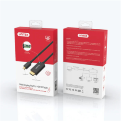 Unitek 2M Mini DisplayPort to HDMI 4K@30Hz Cable, Black Color Price in Qatar – V1152A