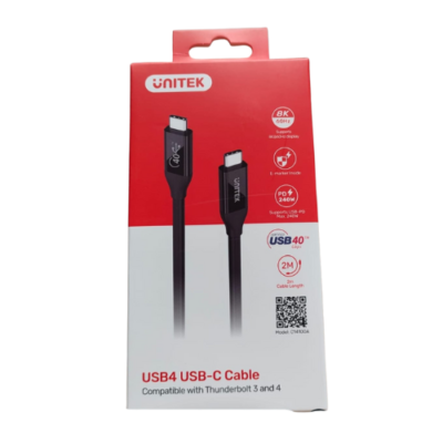 Unitek USB4 USB-C Cable 2M – Model C14100A – 240W PD – 8K Display – Thunderbolt 3 & 4 Compatible – Qatar