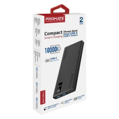 Promate 10000mAh Compact Power Bank Price in Qatar – Dual USB-A & USB-C Output