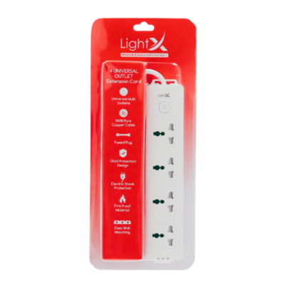 LightX 4 Socket Power Extension with 5 Meter Cable Price in Qatar – Heavy Duty Extension Cord for Home & Office Use
