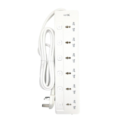 LightX 6-Way Power Extension with Individual Switch – 3 Meter – Best Price in Qatar