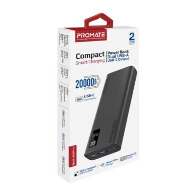 Promate Bolt-20Pro 20000mAh Power Bank Price in Qatar – Compact Dual USB-A & USB-C Smart Charging Power Bank Doha