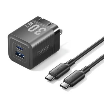 Vention 30W PD GaN Fast Charger Kit with 1M Cable – Dual Device Charging USB-C Power Adapter – Compact Fast Charger for iPhone, Samsung, Tablets – Best Charger Price in Doha Qatar