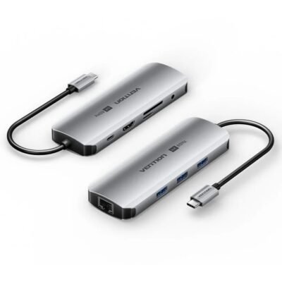 Vention 9-in-1 USB-C Docking Station TQLHB HDMI 4K USB 3.0 x3 LAN RJ45 SD TF Card Reader 3.5mm Audio PD Charging Hub Price in Doha Qatar