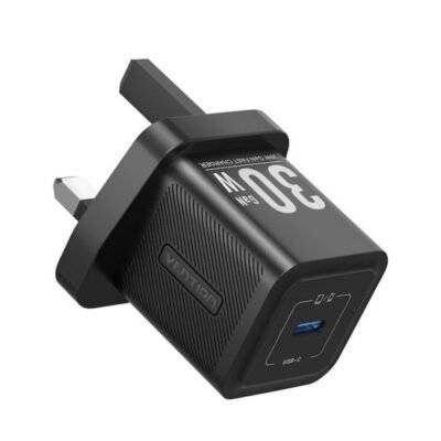 Vention 30W USB-C GaN Fast Charger UK Plug Black Model FEZB0-UK Power Delivery Compact Adapter for iPhone Samsung MacBook iPad Price in Doha Qatar