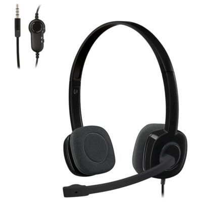 Logitech H151 Stereo Headset 3.5mm Wired Headphones with Microphone for Laptop PC Mobile – Best Headset Price in Doha Qatar