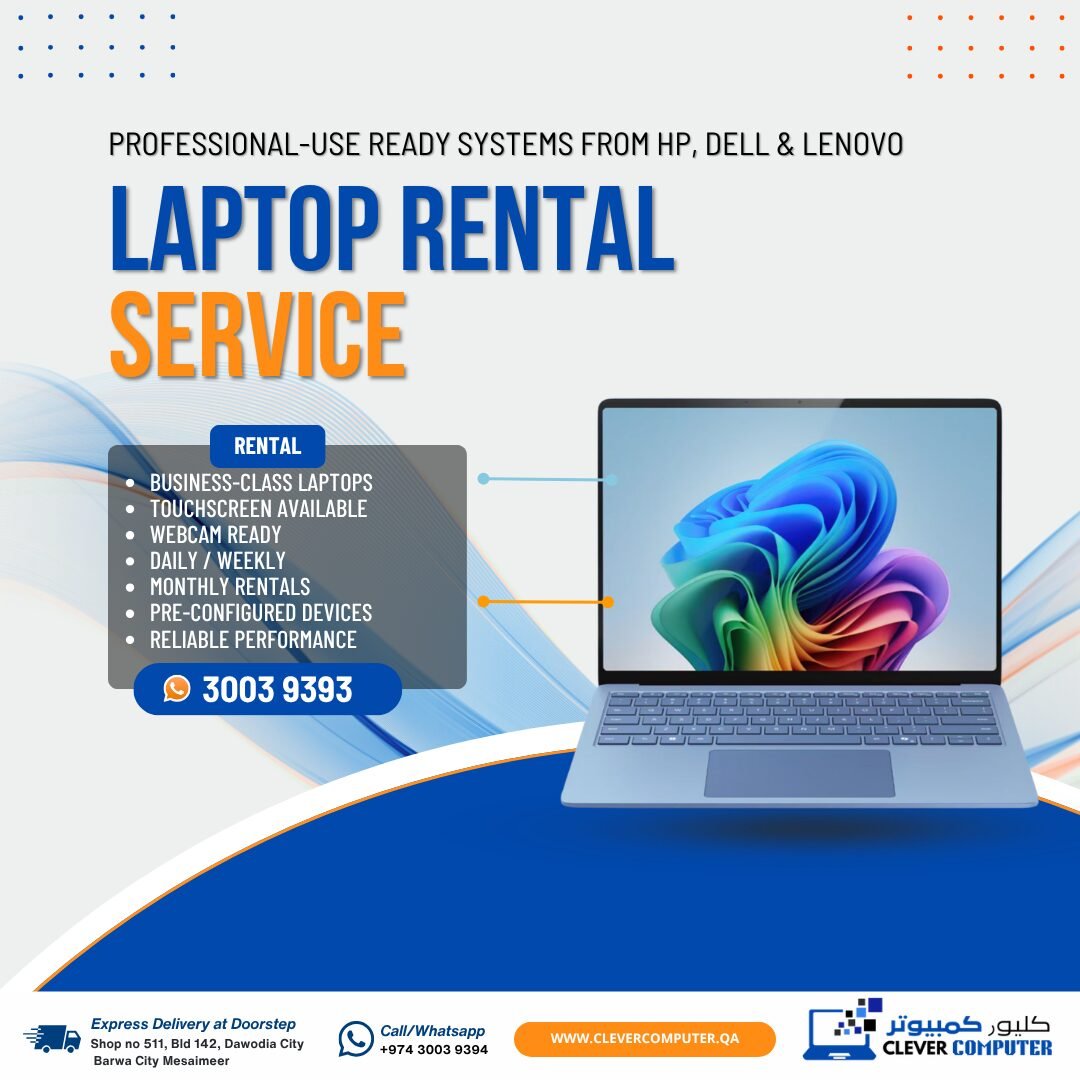 Laptop Rental in Doha Qatar – Cheapest Price, Daily Weekly Monthly Plans Available