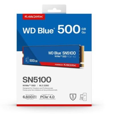 Buy WD Blue SN5100 500GB NVMe PCIe 4.0 M.2 2280 Internal SSD in Doha Qatar – Up to 6600MB/s Read Speed, High Performance SSD for Gaming, Business, Content Creation, Laptop & Desktop PC Upgrade – Brand New with 1 Year Warranty