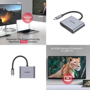 UNITEK USB-C to HDMI VGA Adapter V1126A Price in Qatar