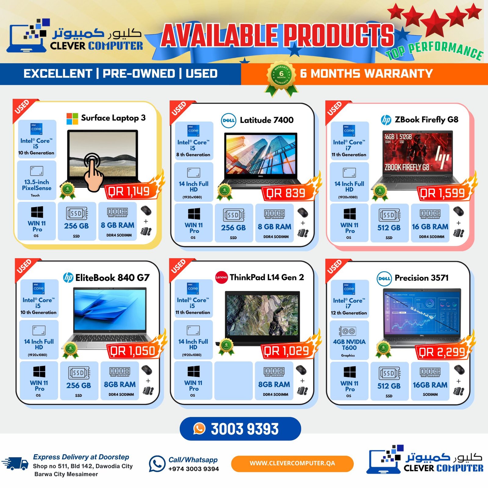 Best Pre-Owned Business Laptops in Qatar – Affordable Dell, HP, Lenovo & Microsoft Laptops in Doha